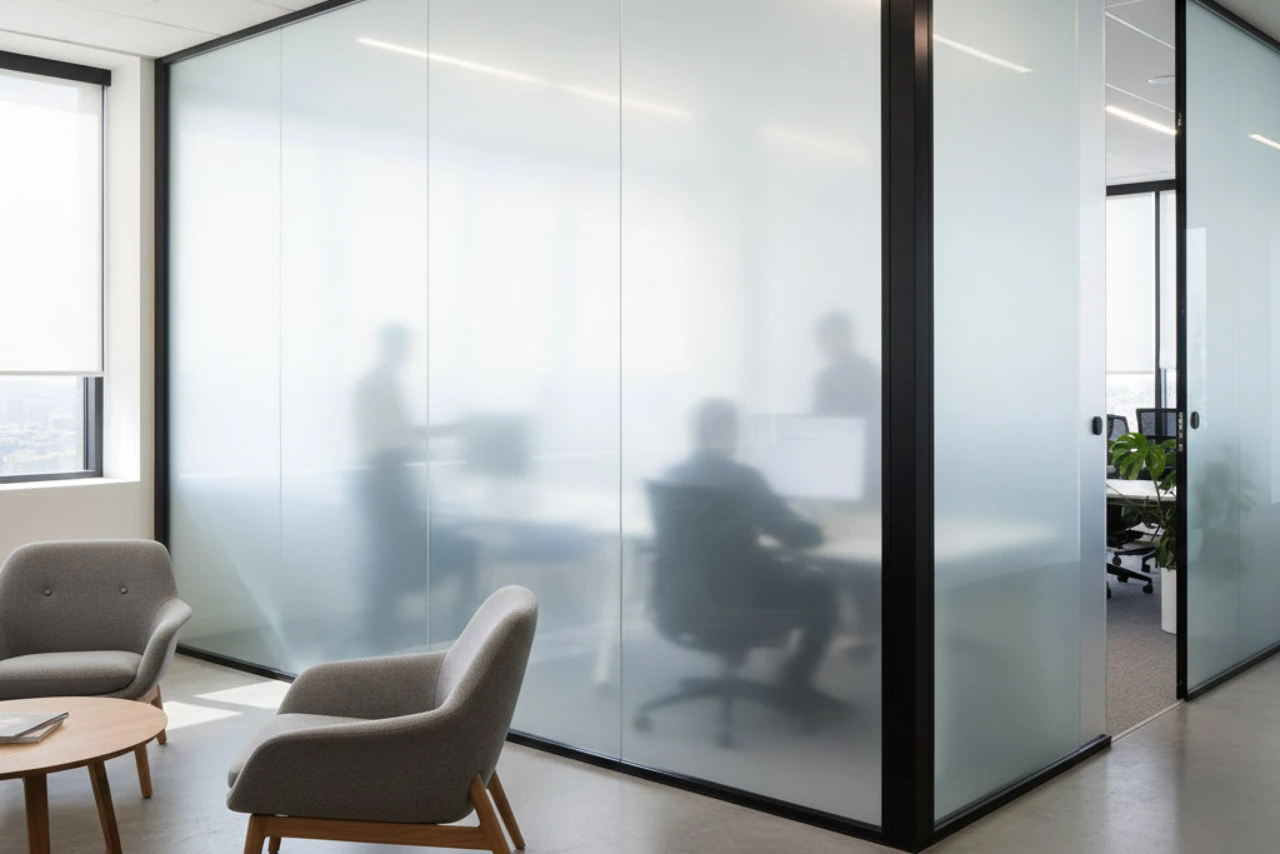 Een PMMA Acrylaat scheidingswand in een architecten impressie