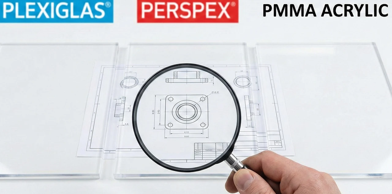 An illustrative image depicting the similarities between plexiglass, perspex and PMMA